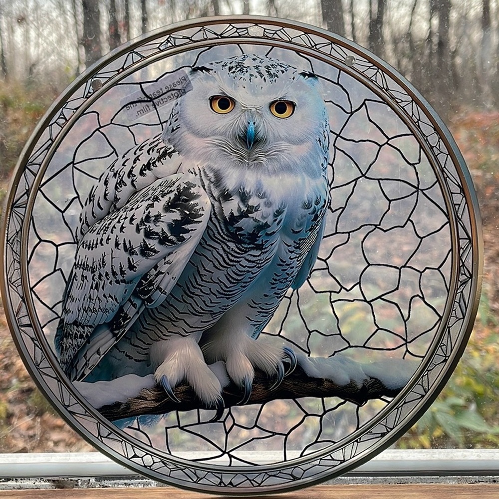 Suncatcher Acrylic White Snowy Owl Bird Wildlife Cabin Decor Mothers Day